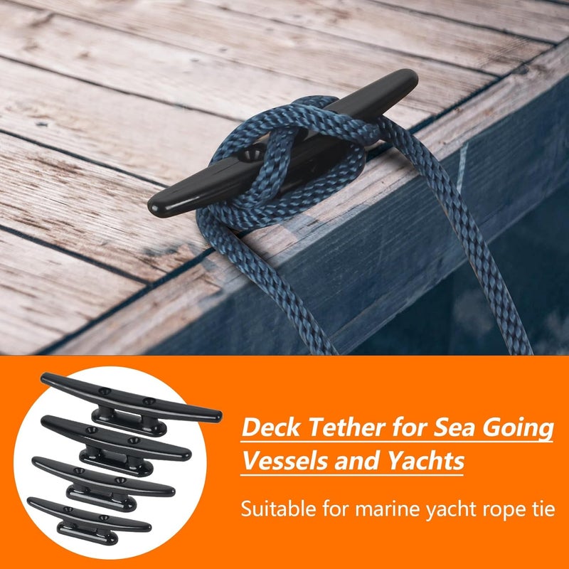 DEDU Nylon Boat Cleat, Dock Cleat 4 Inch 5 Inch 6 Inch 8 Inch Black, Boat Dock Cleats with Bolts Ideal for Marine, Deck, Nautical Decor (4 Pack & 6 Pack) - Image 4